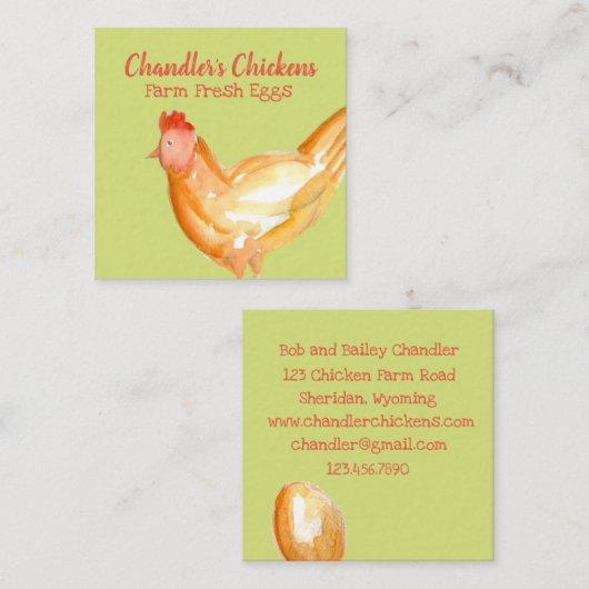 養鶏生卵の販売カスタム用 スクエア名刺 (正面/裏面)