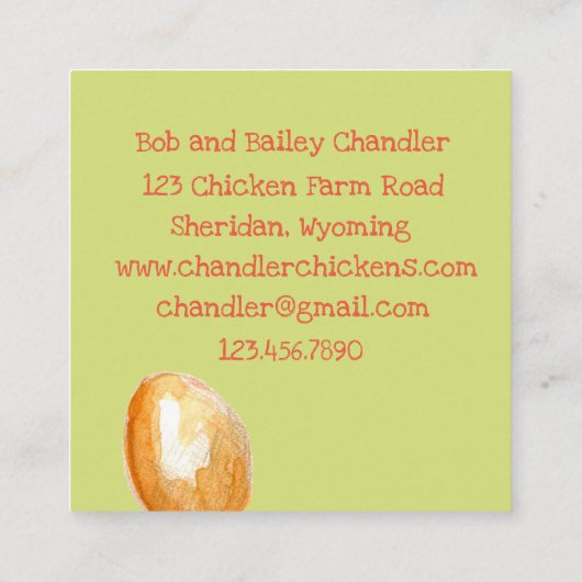 養鶏生卵の販売カスタム用 スクエア名刺 (裏面)