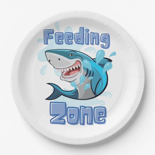 餌帯のサメ、漫画スタイル ペーパープレート (正面)