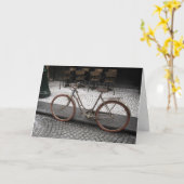 餞別の挨拶状-パリの古いバイク カード (黄色い花)