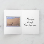 餞別、詰められたスーツケース、ビーチのテーマ カード (内部)