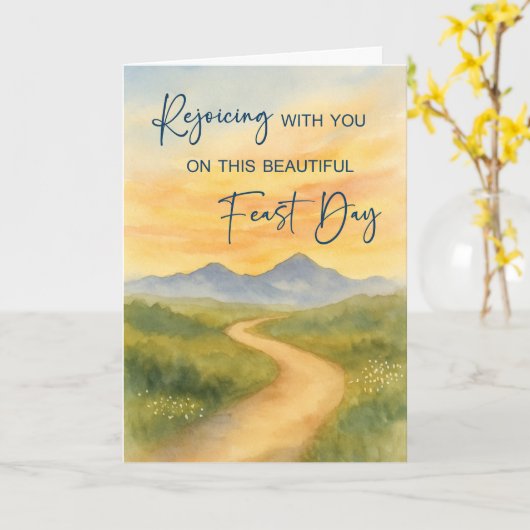 饗宴デイ恵み感動的マウンテンサンライズ カード (黄色い花)