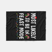 饗宴モードのクリスマスファミリーで最も可能性が高おもしろいい フリースブランケット (正面(横))