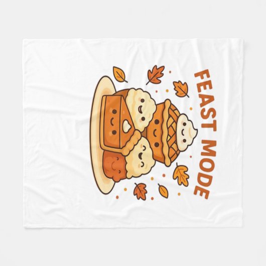 饗宴モード – かわいい秋の心地よい食べ物プレートboxy T フリースブランケット (正面(横))