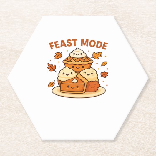 饗宴モード – かわいい秋の心地よい食べ物プレートboxy T ペーパーコースター (正面)