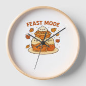 饗宴モード – かわいい秋の心地よい食べ物プレートboxy T 壁時計 (正面)