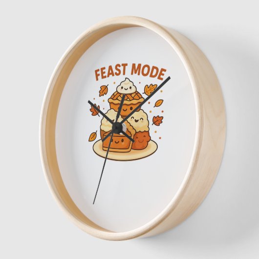 饗宴モード – かわいい秋の心地よい食べ物プレートboxy T 壁時計 (傾斜)