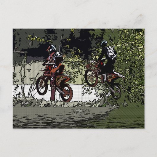 首と首 – モトクロスレーサー ポストカード (正面)