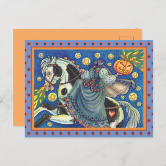 首なし女騎士、ハロウィンのピント馬にまたがりし シーズンポストカード (正面/裏面)