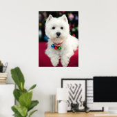 首にクリスマスベルを付けた子犬 ポスター (ホームオフィス)
