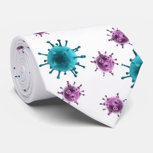首のタイ-インフルエンザのウイルスのイメージ(白の青または紫色) ネクタイ (ロール)