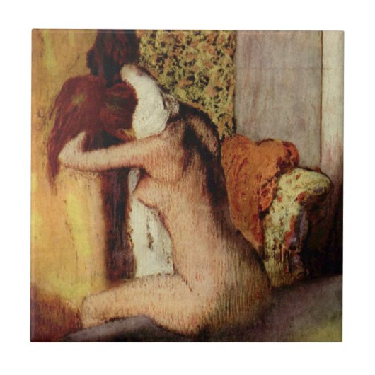 首を乾かす女性 タイル (正面)