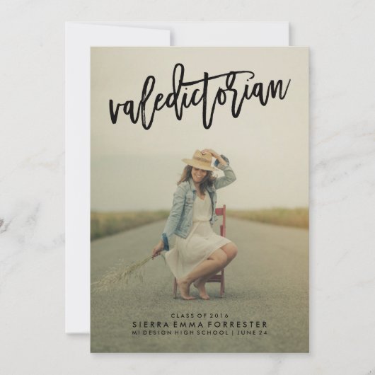 首席卒業生1名の写真 卒業のお知らせ 案内状 (正面)