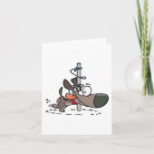 首輪でポールを絡のまわりにめた漫画の犬 カード (正面)