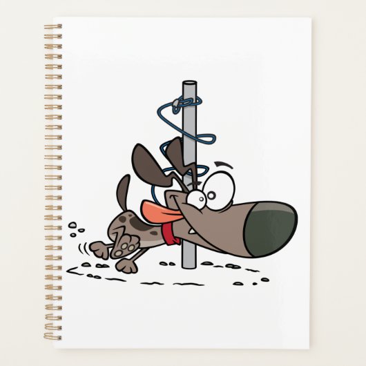 首輪でポールを絡のまわりにめた漫画の犬 プランナー手帳 (正面)