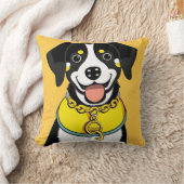 首輪図解入りの、写真付きの付き笑顔の犬 クッション (ブランケット)