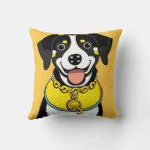 首輪図解入りの、写真付きの付き笑顔の犬 クッション (裏面)