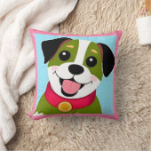 首輪図解入りの、写真付きの付き笑顔の犬 クッション (ブランケット)