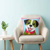 首輪図解入りの、写真付きの付き笑顔の犬 クッション (椅子)