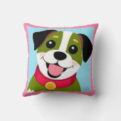 首輪図解入りの、写真付きの付き笑顔の犬 クッション (裏面)