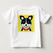 首輪図解入りの、写真付きの付き笑顔の犬 ベビーTシャツ (裏面)