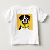 首輪図解入りの、写真付きの付き笑顔の犬 ベビーTシャツ (裏面)