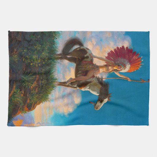 首長女性先住民アメリカのインドのチーフ キッチンタオル (横)