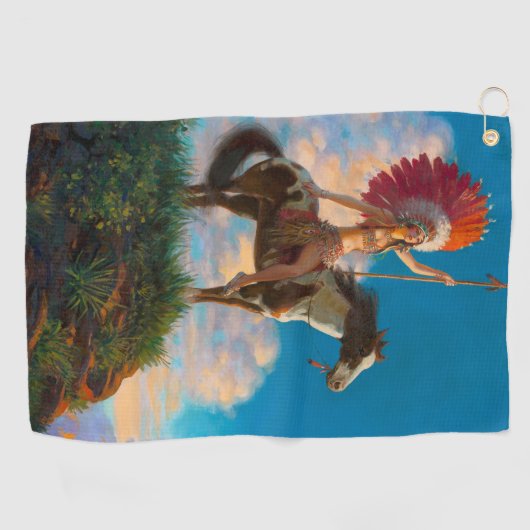 首長女性先住民アメリカのインドのチーフ ゴルフタオル (横)