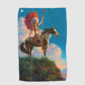 首長女性先住民アメリカのインドのチーフ ゴルフタオル (正面)