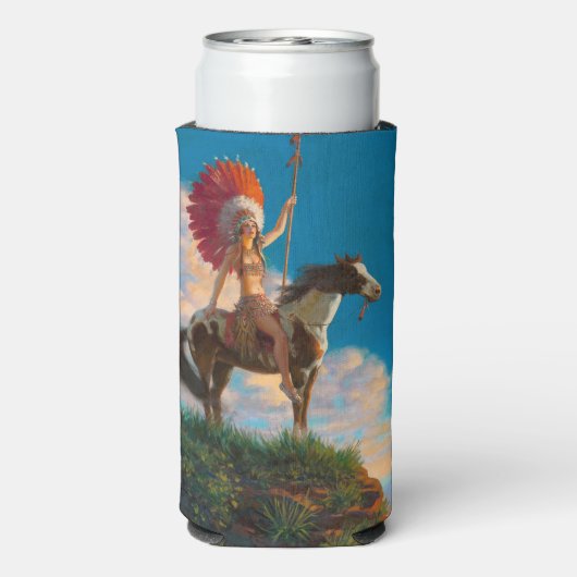 首長女性先住民アメリカのインドのチーフ スリム缶クーラー (Seltzer裏面)