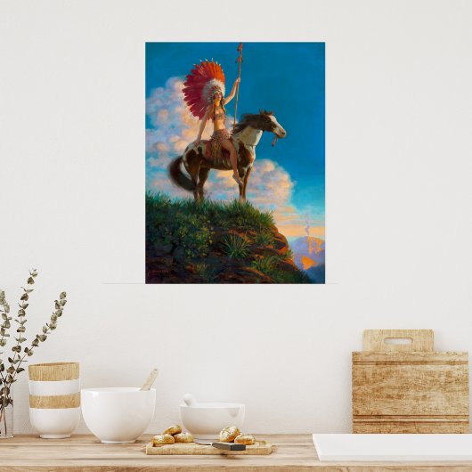 首長女性先住民アメリカのインドのチーフ ポスター (キッチン)