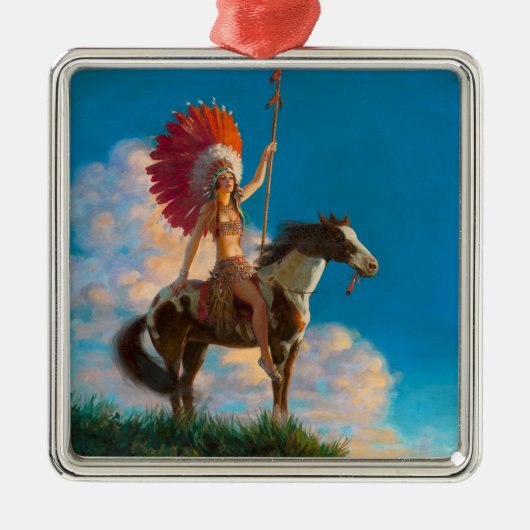 首長女性先住民アメリカのインドのチーフ メタルオーナメント (正面)
