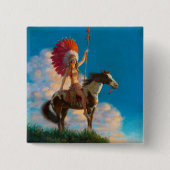 首長女性先住民アメリカのインドのチーフ 缶バッジ (正面)