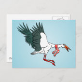 首飛んでいるにスカーフを巻いたクレーン ポストカード (正面/裏面)