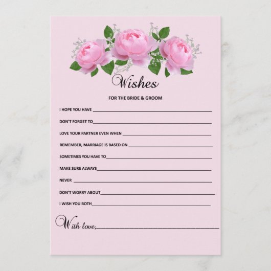 香りのよいピンクの結婚バラの願い アドバイスカード (正面)