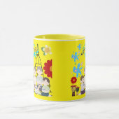 香りの花が舞う黄色 マグカップ (中央)