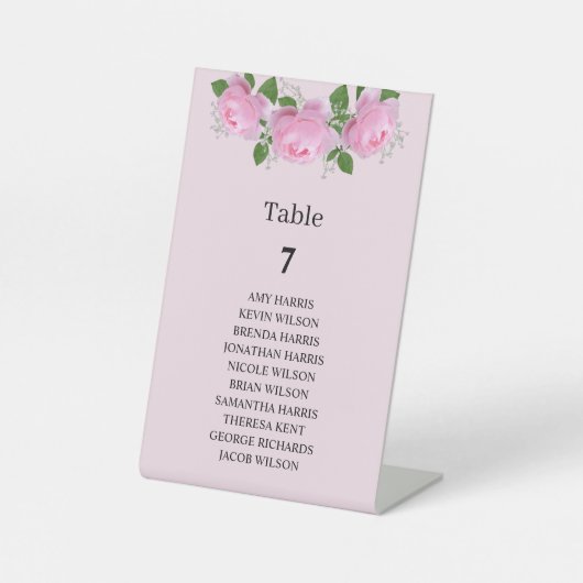 香りピンクのバラ結婚ス、のテーブル番号 台座サイン (正面)
