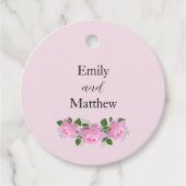 香りピンクのバラ結婚ス、感謝、ギフトラベル フェイバータグ (正面)