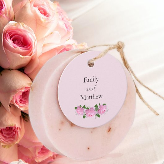 香りピンクのバラ結婚ス、感謝、ギフトラベル フェイバータグ