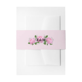 香りピンクローズモノグラム 招待状ベリーバンド