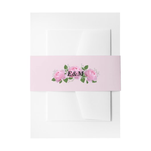 香りピンクローズモノグラム 招待状ベリーバンド (正面例)