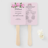 香りピンクローズ、結婚式 プログラム ハンドファン (正面&裏面)