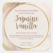 香り漂うキャンドルニュートラルピンクブラシストローク金ゴールドシック スクエアシール (正面)