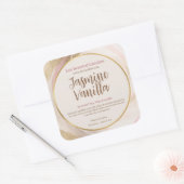 香り漂うキャンドルニュートラルピンクブラシストローク金ゴールドシック スクエアシール (封筒)