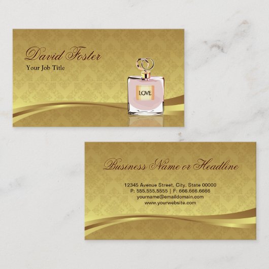 香り香りボトルエレガントダマスク金ゴールドリーフ 名刺 (正面/裏面)