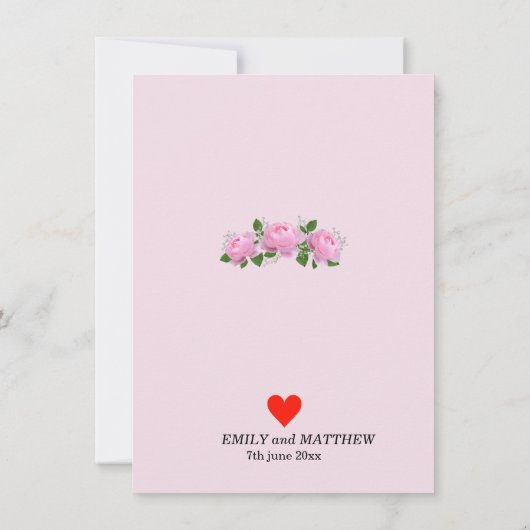 香り高いピンクのバラがグローのサイン結婚を愛する (裏面)