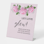香り高いピンクのバラがラブグロー結婚ズ 台座サイン (正面)