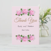 香り高いピンクのバラ結婚ス、ありがとう。 サンキューカード (スタンド正面)