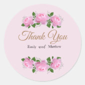香り高いピンクのバラ結婚ス、ありがとう。 ラウンドシール (正面)