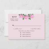 香り高いピンク結婚のバラ 出欠カード (正面)